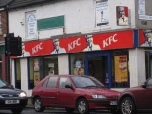 KFC and something spicy upstairs! Rear entry...